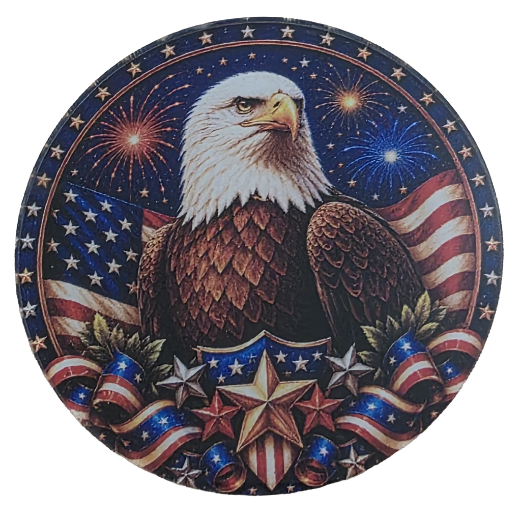 Patriotic Eagle - 2.5" Round Acrylic Magnet