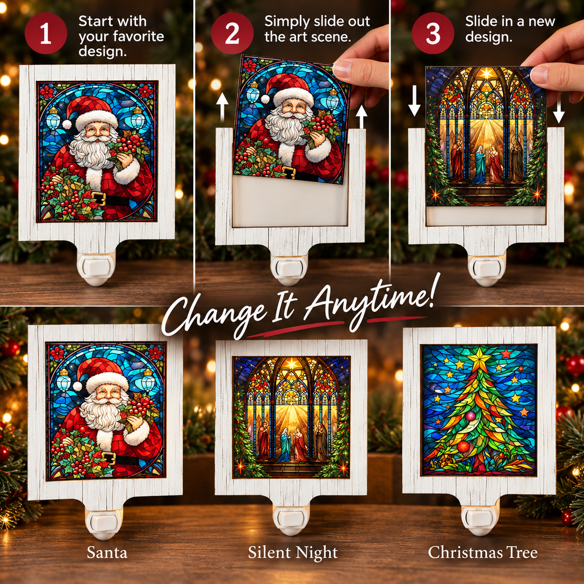 Christmas Interchangeable Nightlight | Choose Your Frame & Art